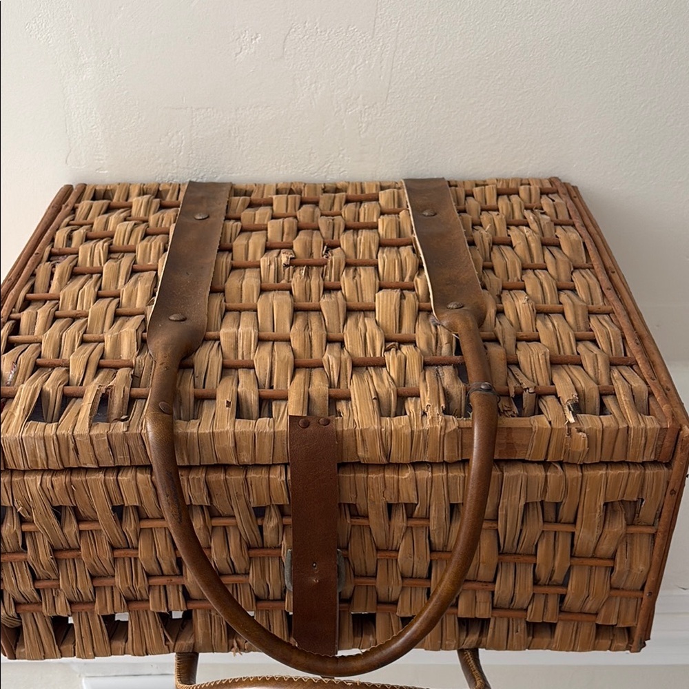 Woven Brown Picnic Basket